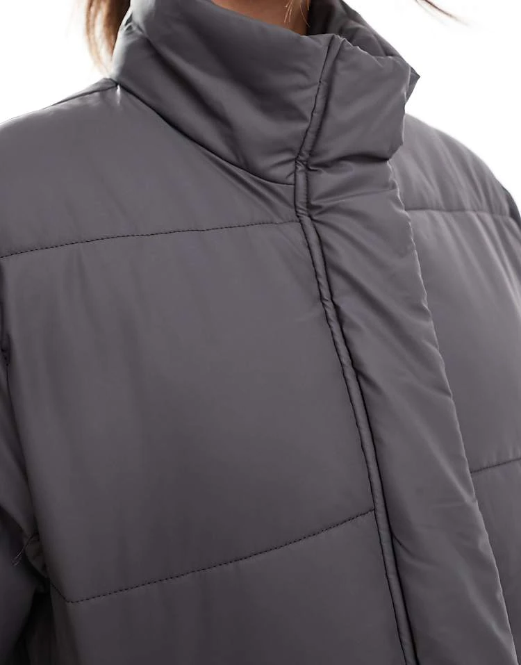Pieces Padded Puffer Coat With High Neck In Grey For Women Magnet - Image 2