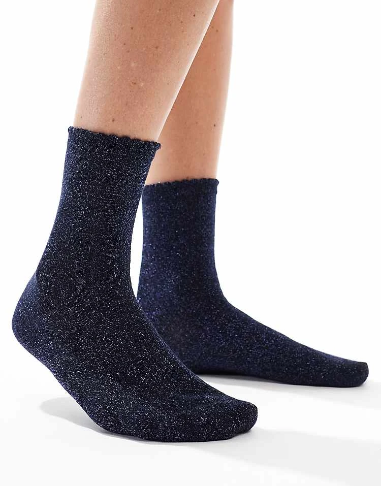 Pieces Glitter Socks In Sky Captain For Women