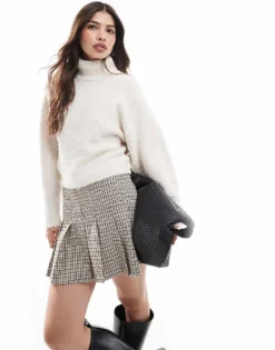 Pieces High Neck Jumper In Cream For Women Birch