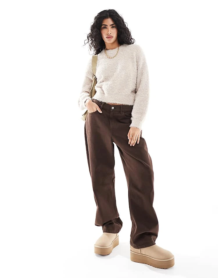 Pieces Fluffy Jumper In Beige For Women Silver Gray - Image 2