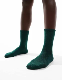 Pieces Glitter Socks In Green For Women