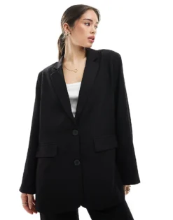 Pieces Boxy Blazer In Black For Women