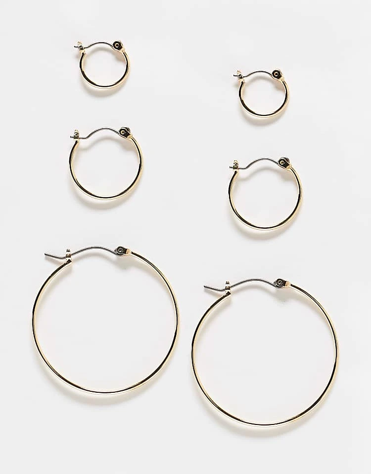 Pieces Multi-size Hoop Earring 3-pack In Gold For Women Silver - Image 4