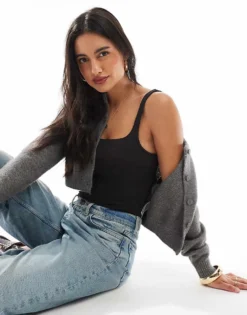 Pieces Square Neck Seamless Bodysuit In Black For Women