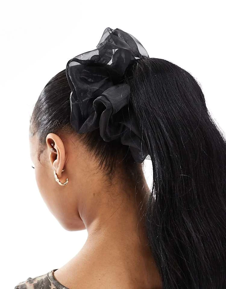 Pieces XL Organza Scrunchie In Black For Women - Image 4