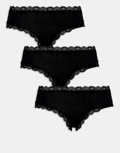 Pieces 3 Pack Low Cut Hipster Breifs In Black For Women