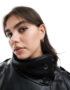 Pieces Molten Detail Hoop Earrings In Gold For Women