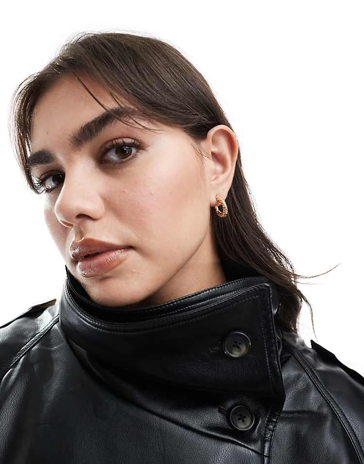 Pieces Molten Detail Hoop Earrings In Gold For Women