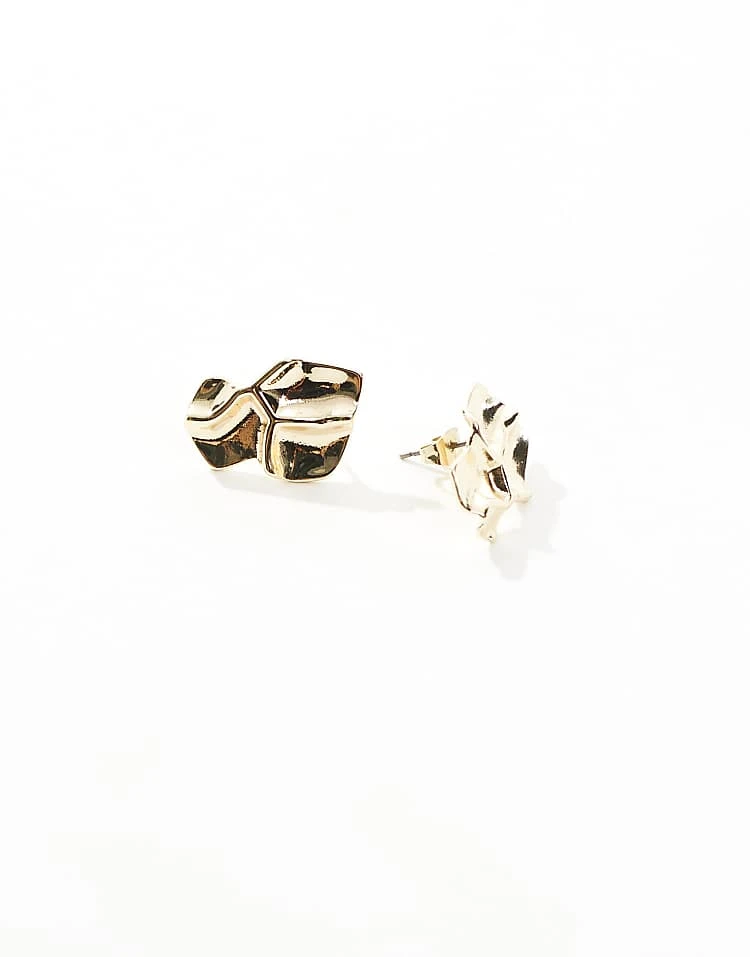 Pieces 18k Plated Molten Effect Earrings In Gold For Women - Image 3