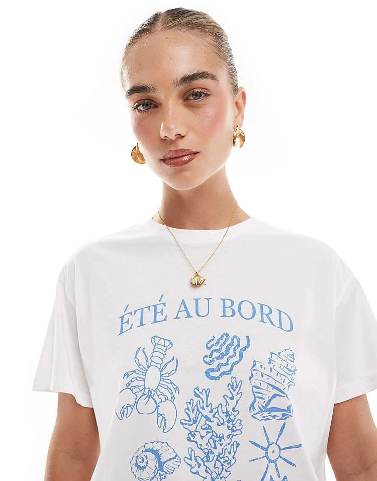 Pieces Oversized T-shirt With Seashell Graphic In White For Women White De La Mer - Image 2