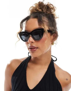 Pieces Cat Eye Sunglasses In Black For Women