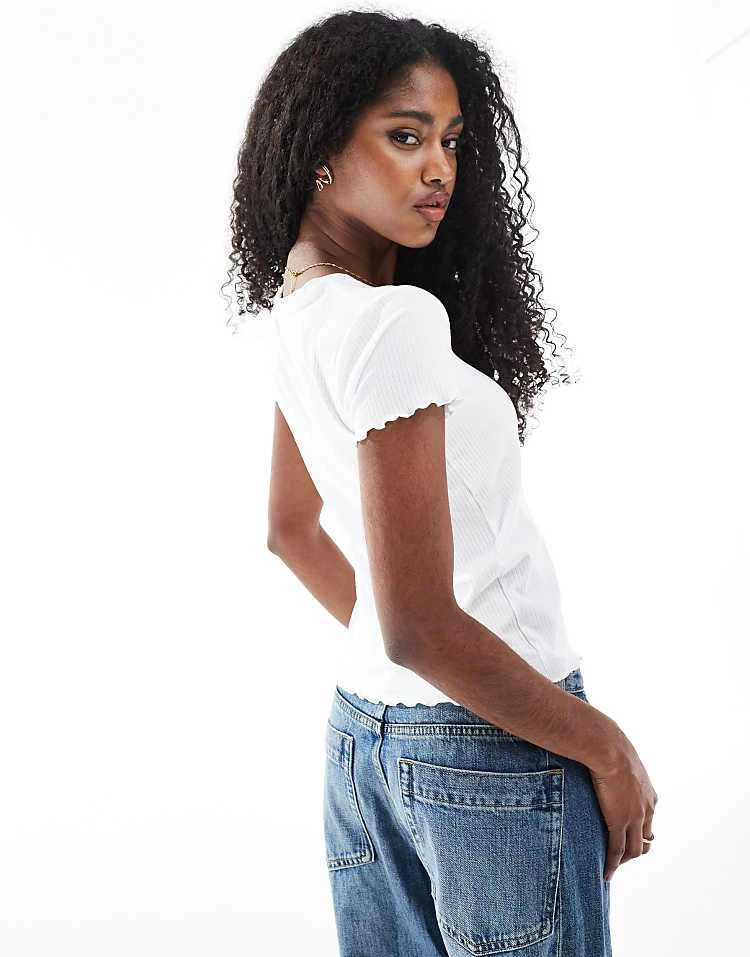 Pieces Lettuce Edge T-shirt In White For Women Bright White - Image 2