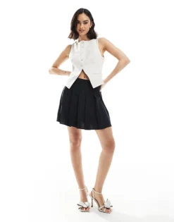 Pieces Pleated Mini Skirt In Black For Women