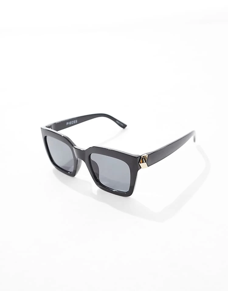 Pieces Rectangle Frame Sunglasses In Black For Women - Image 2