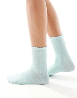 Pieces Glitter Sock In Turquoise For Women Dusy Aqua