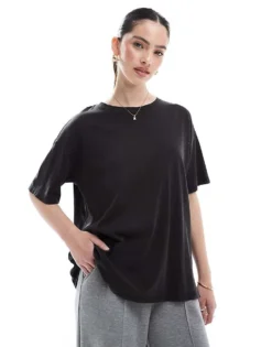 Pieces Oversized T-shirt In Washed Black For Women
