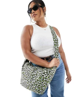 Pieces XL Bumbag In Green Leopard For Women Green Leo